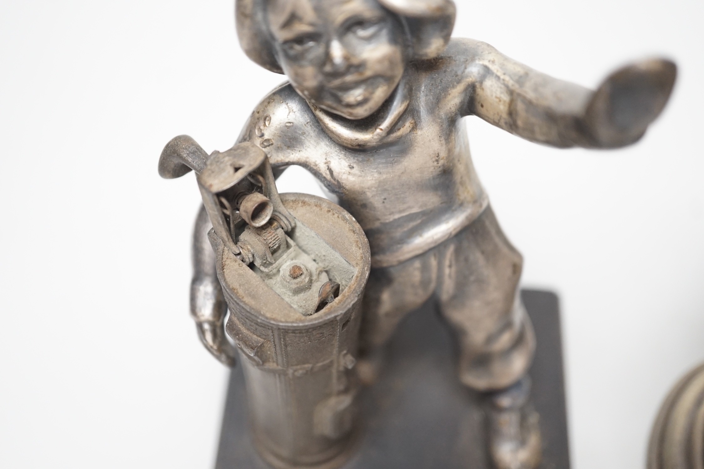 Golfing interest - novelty figural lighter and tankard. 18cm high